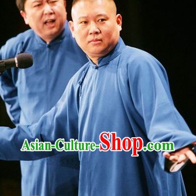 Traditional Chinese Minguo Cross Talk Long Robe for Men