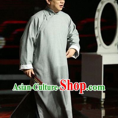Traditional Chinese Minguo Cross-talk Long Robe for Men