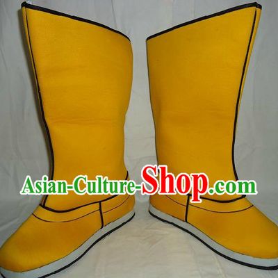 Ancient Chinese Emperor Yellow Boots for Men