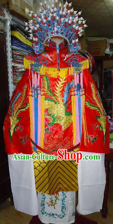 Chinese Classic Beijing Opera Huadan Costumes and Phoenix Coronet Complete Set