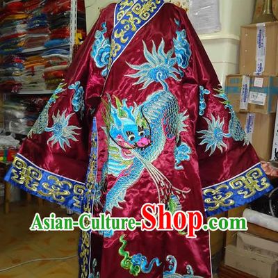 Ancient Chinese Opera Embroidered Kylin Prime Minister Costume and Hat for Men