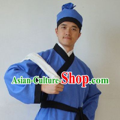Ancient Chinese Restaurant Waiter Costumes and Hat for Men
