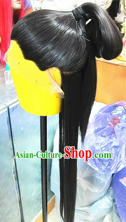 Ancient Chinese Handmade Swordsman Long Wig for Men