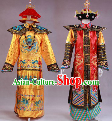 Chinese Palace Emperor and Empress Costumes and Crowns Two Complete Sets