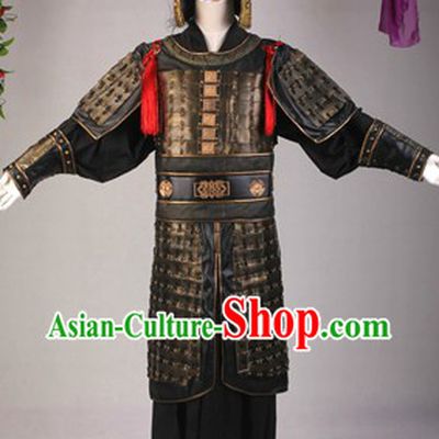Ancient Chinese General Armor Costumes and Hat Complete Set
