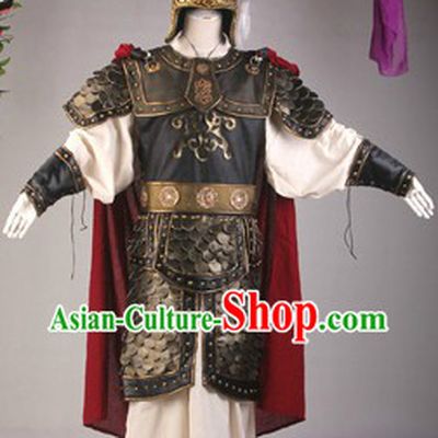 Ancient Chinese Three Kingdoms General Armor Costume and Helmet Complete Set