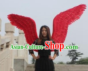 Handmade Pure Red Long Feather Angel Wings Dance Performance Prop