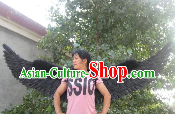 Handmade Long Feather Big Black Angel Wings Dance Performance Prop