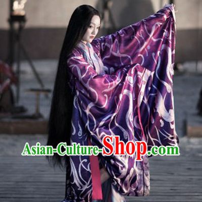 Ancient Chinese Beauty in Purple Costumes Complete Set