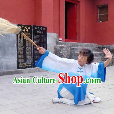 Traditional Chinese Blue and White Color Transition Tai Chi Clothes for Women