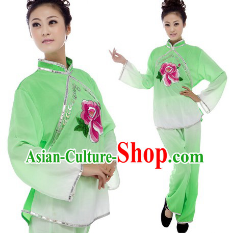 Traditional Chinese Green Yangge Dance Costume for Women