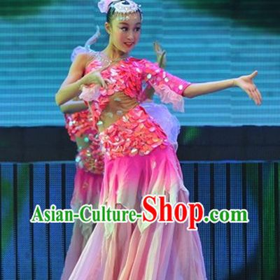 Chinese Classical Fish Carp Dance Costumes and Headpiece
