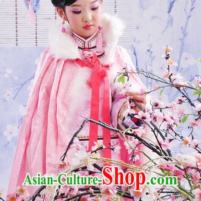 Qing Dynasty Palace Princess Clothing and Cape for Kids
