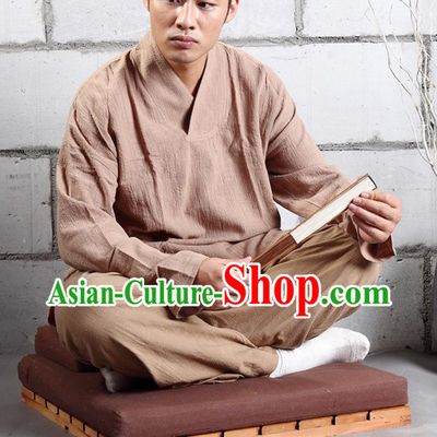 Traditional Chinese Monk Secular Devotee Meditiation Clothes Complete Set