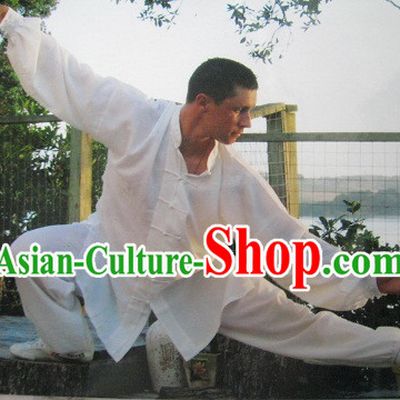 Traditional White Chinese Kung Fu Monk Clothes for Men