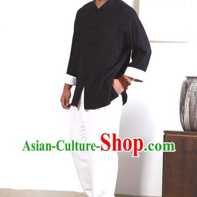 Traditional Chinese Style Black and White Kung Fu Suit for Men