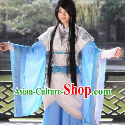 Ancient Chinese Kung Fu World Costume and Headpiece for Men