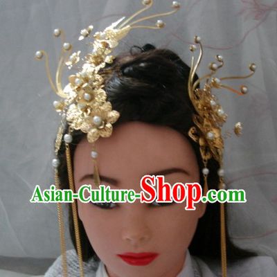 Handmade Ancient Chinese Style Empress Golden Phoenix Hair Accessories Set