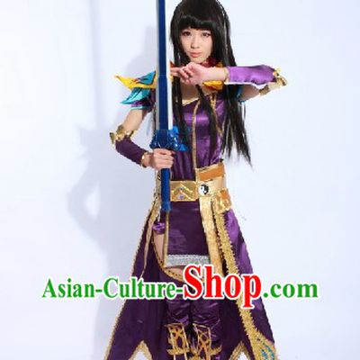 Ancient Chinese Swordswoman Costume and Headpiece