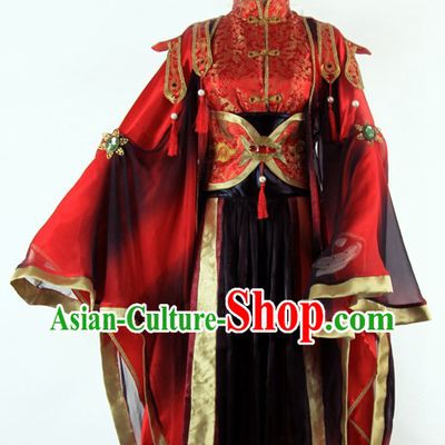 Ancient Chinese Royal Black and Red Costumes for Men