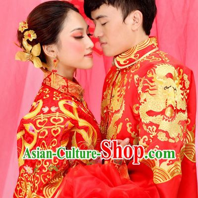 Supreme Chinese Wedding Dragon and Phoenix Wedding Dresses for Brides and Bridegrooms