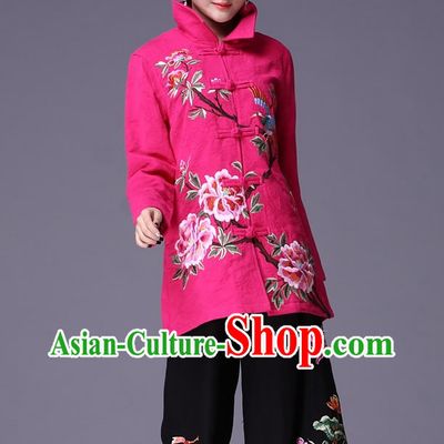 Chinese Classic Embroidered Flower Jacket and Pants for Women