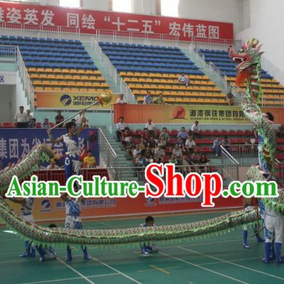 Chinese Classic Green Dragon Dance Costumes for Nine to Ten People