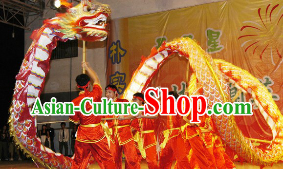 Chinese Classic Orange Dragon Dance Costumes for Nine to Ten People