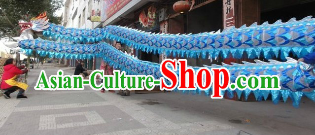 Blue Competition and Parade Dragon Dancing Costumes for Nine to Ten People
