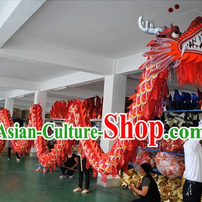 Shinning Red and Yellow Competition and Parade Dragon Dance Costumes