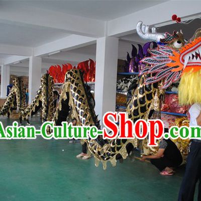 Shinning Black Competition and Parade Dragon Dance Costumes for Nine or Ten People