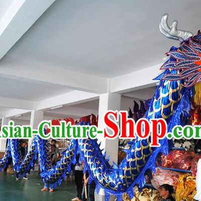 Shinning Blue Competition and Parade Dragon Dance Costumes for Nine or Ten People