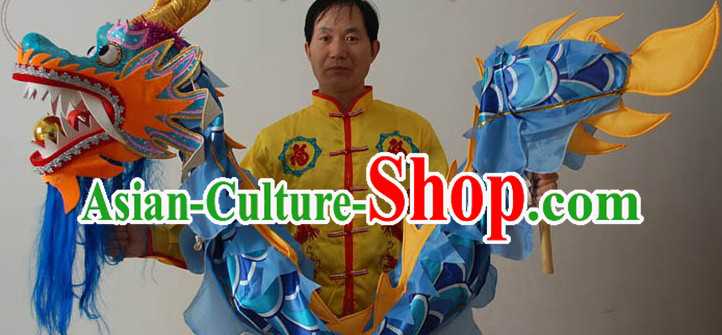 Classic Blue Dragon Dance Costumes for Two Kids