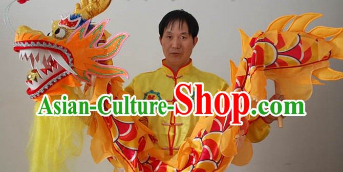 Classic Yellow Dragon Dance Costumes for Two Kids
