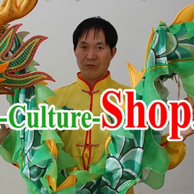 One Person Holding Classic Green Dragon Dance Props