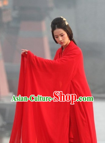 Classical Wide Sleeve Red Dance Costumes