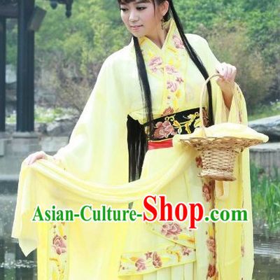Yellow Tang Dynasty Romantic Lady Costumes