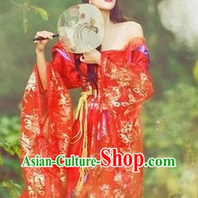 Ancient Chinese Alluring Woman Red Costumes for Ladies