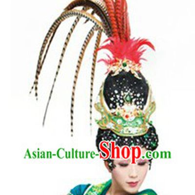 Ancient Chinese Beauty Stage Performance Wig and Headpiece