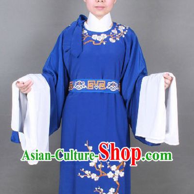 Ancient Chinese Opera Blue Young Men Costumes