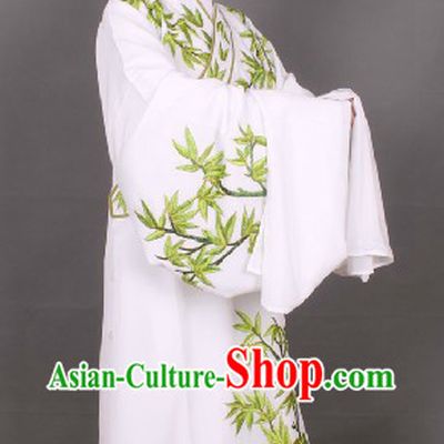 Ancient Chinese White Embroidered Bamboo Young Men Clothes