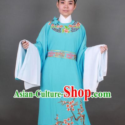 Blue Long Sleeve Chinese Shaosing Opera Embroidered Male Costumes