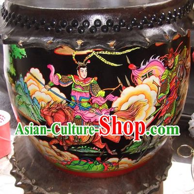 Hand Painted Three Kingdoms Heroes Lion Dance and Dragon Dance Performance Drum Collectible