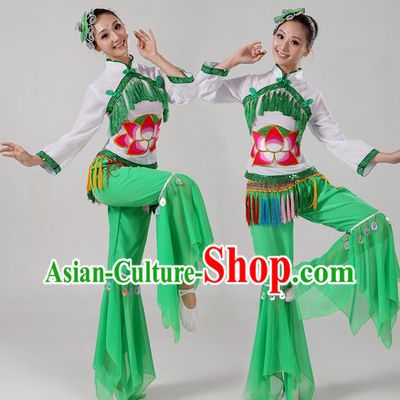 Chinese Ribbon Dance Costume and Headpiece for Women
