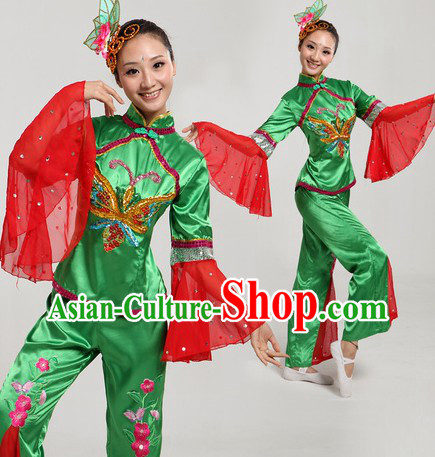 Chinese Ribbon Dance Costume and Headpiece for Women
