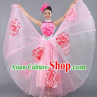 Large Peony Chinese Stage Performance Dance Costume for Women