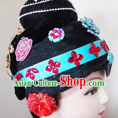 Traditional Chinese Dramatic Opera Wig and Headpiece Set