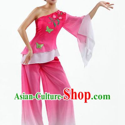 Chinese Classical Fan Dancing Costume and Headpiece for Women