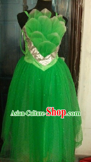 Green Chinese Flower Dancing Costume for Women