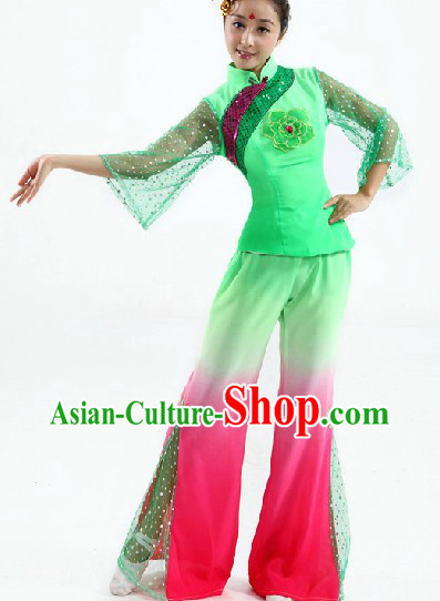 Traditional Chinese Yangge Fan Dance Costume for Women